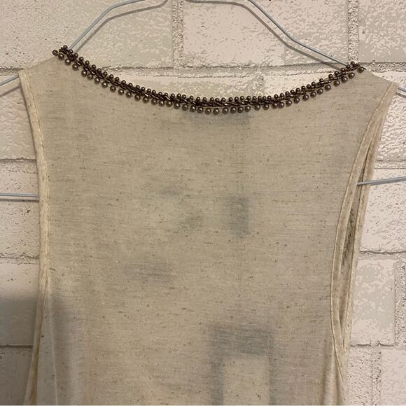 NEW Carlos Miele $255 Beaded Flowy Tank Tunic Dress Cover Up Ivory MEDIUM - Picture 12 of 15